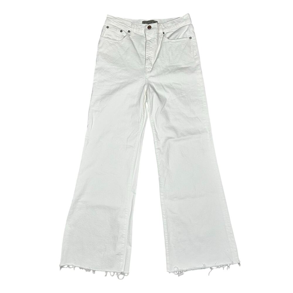 Point Sur | Women | White High Rise Boot Cut Raw Edge Denim Jeans | Size 30 - Picture 2 of 13